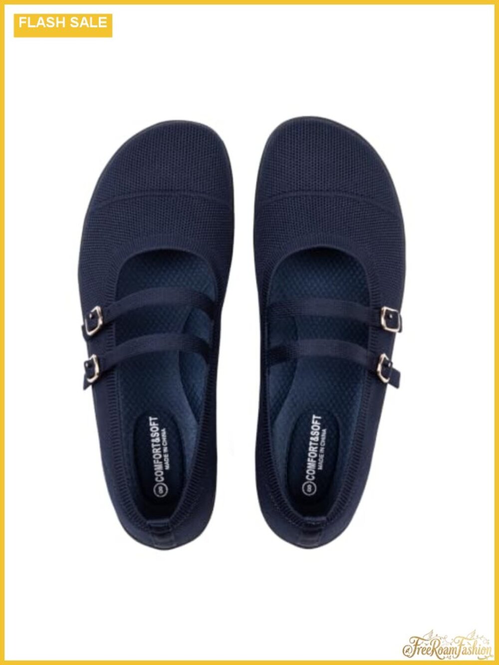 Wide Toe Box Mary Jane Flats Knit Ballet Shoes
